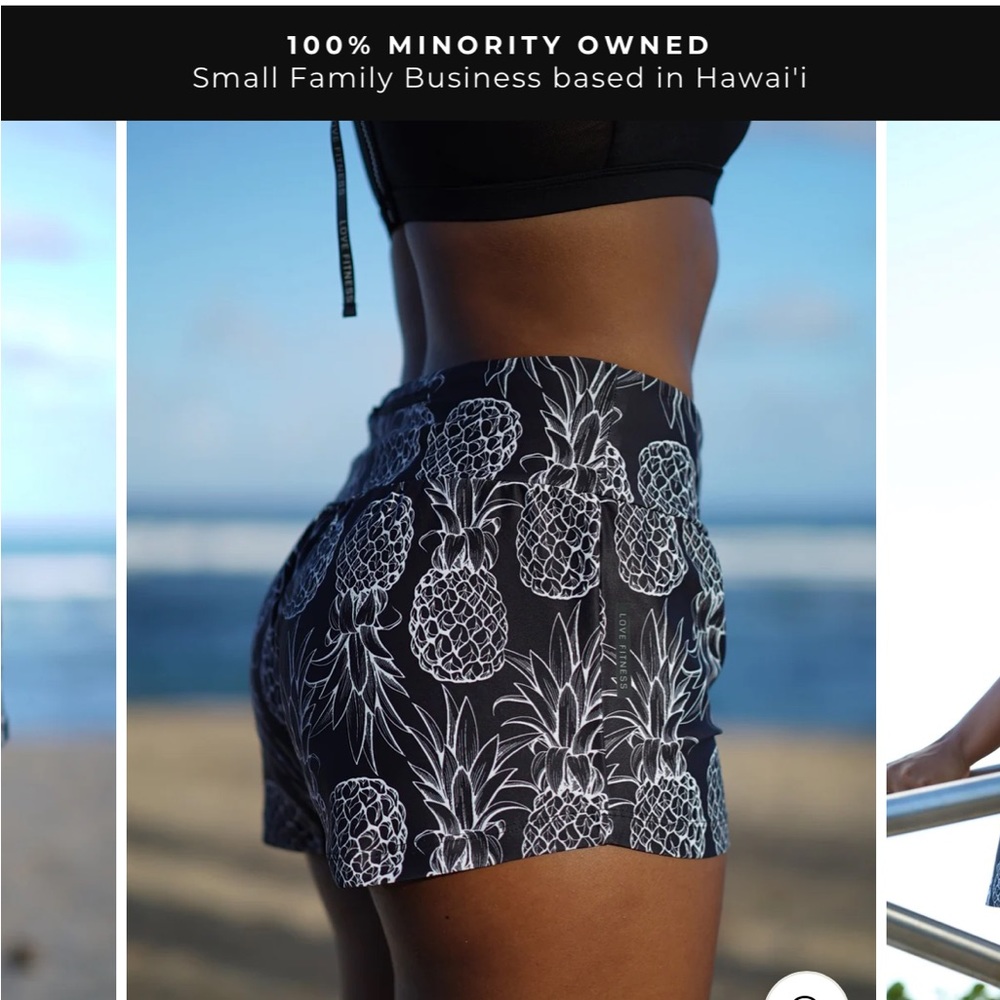 “Love Fitness” Black Pineapple Shorts